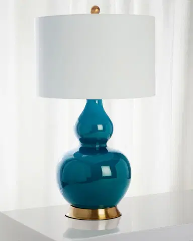 Old World Design Emerald Green Lamp | Thumbnail 2