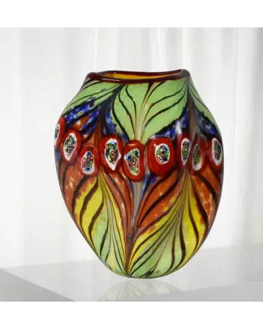 Dale Tiffany Peacock Feather Decorative Art Glass Vase | Thumbnail 2