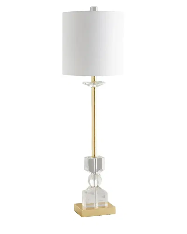 Old World Design Kingston Crystal Buffet Lamp with White Linen Shade