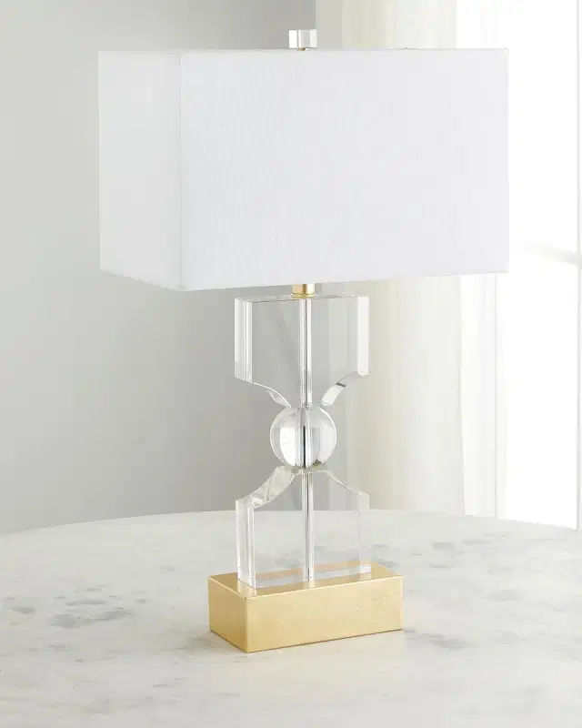Old World Design Kingston Crystal Table Lamp with Gold Base & White Linen
