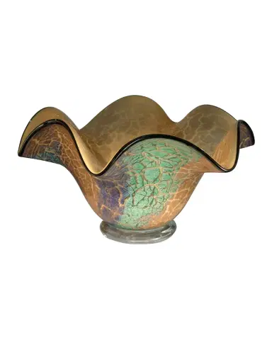 Dale Tiffany Crackle Ruffle Hand-Blown Art Glass Bowl | Thumbnail 2