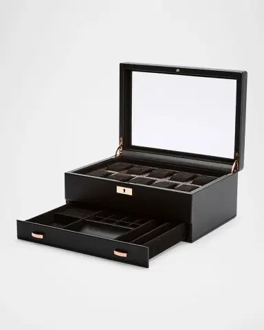 Wolf Axis 10-Piece Watch Box with Drawer | Thumbnail 3 Wolf Axis 10-Piece Watch Box with Drawer | Thumbnail 3