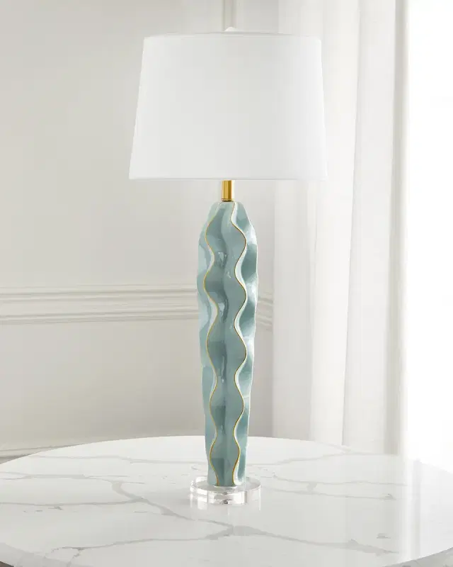 Celadon Hannah Ceramic Wave Lamp