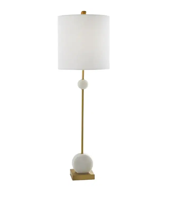 Old World Design Wren White Marble Disc Lamp