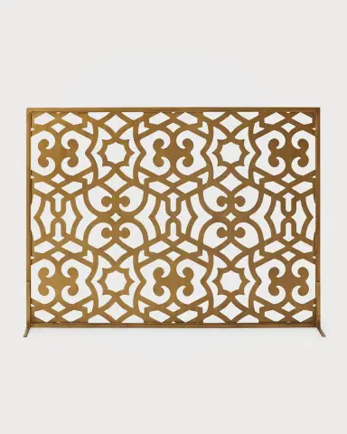 Old World Design Dark Golden Patterned Ramey Fireplace Screen | Thumbnail 2