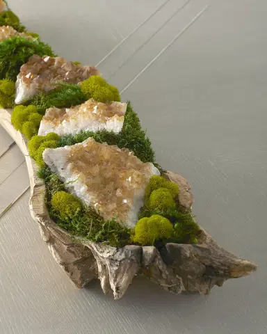 T & C Floral Company Preserved Moss and Geodes Garden in Hand-Carved Wood Log - 36" | Thumbnail 3 T & C Floral Company Preserved Moss and Geodes Garden in Hand-Carved Wood Log - 36" | Thumbnail 3