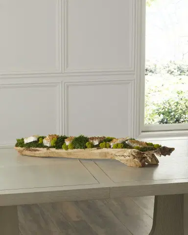T & C Floral Company Preserved Moss and Geodes Garden in Hand-Carved Wood Log - 36" | Thumbnail 1 T & C Floral Company Preserved Moss and Geodes Garden in Hand-Carved Wood Log - 36" | Thumbnail 1