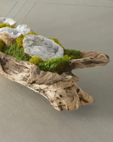 T & C Floral Company Preserved Moss and Geodes Garden in Hand-Carved Wood Log - 36" | Thumbnail 3 T & C Floral Company Preserved Moss and Geodes Garden in Hand-Carved Wood Log - 36" | Thumbnail 3