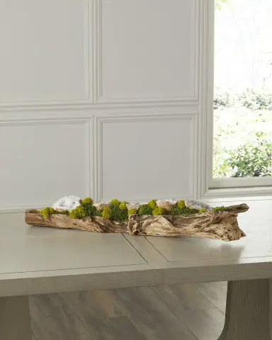T & C Floral Company Preserved Moss and Geodes Garden in Hand-Carved Wood Log - 36" | Thumbnail 1 T & C Floral Company Preserved Moss and Geodes Garden in Hand-Carved Wood Log - 36" | Thumbnail 1