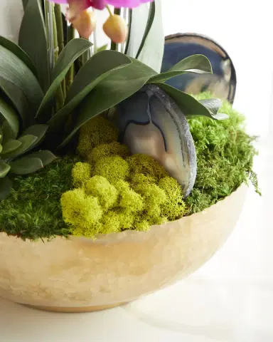 T & C Floral Company Orchid Faux Florals in Gold Hammered Metal Bowl with Selenite & Agate Slabs - 24" | Thumbnail 3 T & C Floral Company Orchid Faux Florals in Gold Hammered Metal Bowl with Selenite & Agate Slabs - 24" | Thumbnail 3