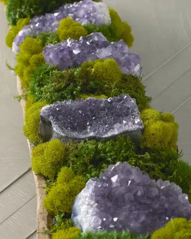 T & C Floral Company Preserved Moss and Geodes Garden in Hand-Carved Wood Log - 36" | Thumbnail 4 T & C Floral Company Preserved Moss and Geodes Garden in Hand-Carved Wood Log - 36" | Thumbnail 4
