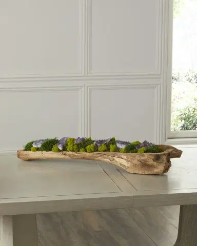 T & C Floral Company Preserved Moss and Geodes Garden in Hand-Carved Wood Log - 36" | Thumbnail 1 T & C Floral Company Preserved Moss and Geodes Garden in Hand-Carved Wood Log - 36" | Thumbnail 1