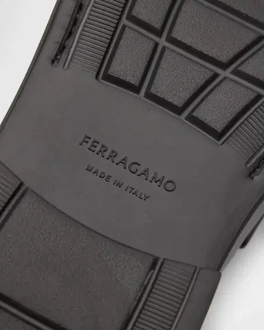 Ferragamo Men's Leather Rubber-Sole Penny Loafers | Thumbnail 7