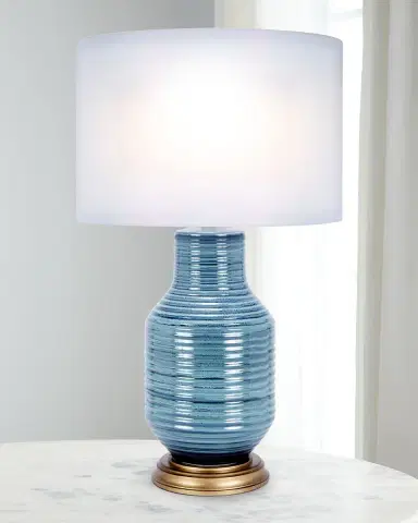 Old World Design Rowan Aged Blue Ceramic Table Lamp | Thumbnail 1