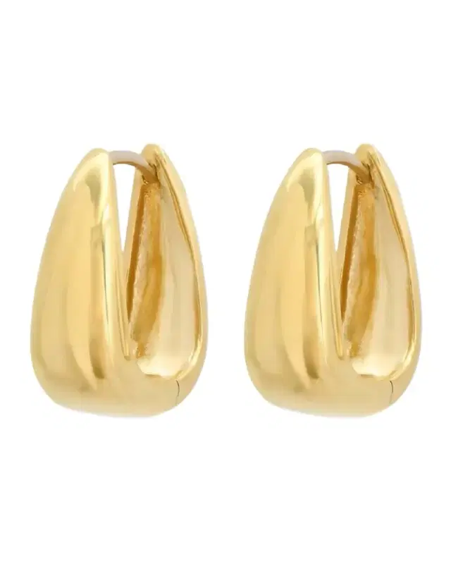 18K Yellow Gold Mini Elongated Teardrop Huggie Earrings
