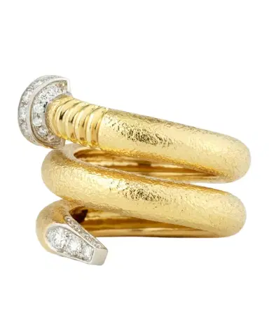 David Webb 18K Diamond Hammered Nail-Shaped Ring, Size 6.5 | Thumbnail 1 David Webb 18K Diamond Hammered Nail-Shaped Ring, Size 6.5 | Thumbnail 1