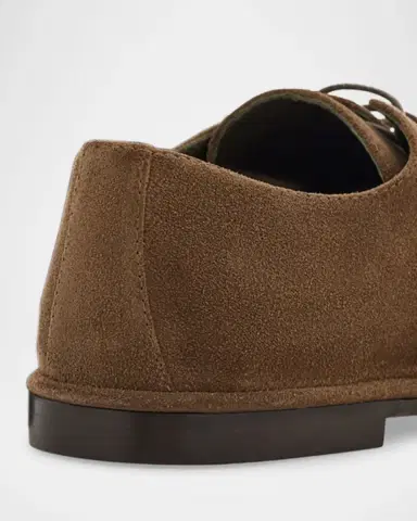 Ferragamo Men's Blade Suede Derby Shoes | Thumbnail 4