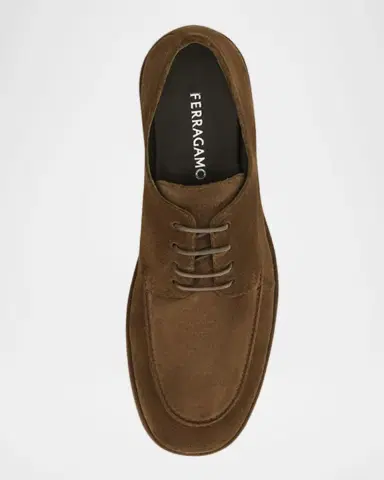 Ferragamo Men's Blade Suede Derby Shoes | Thumbnail 6