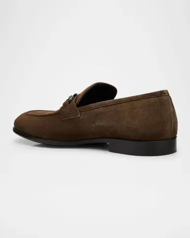 Ferragamo Men's Foster Suede Gancini-Bit Loafers | Thumbnail 2 Ferragamo Men's Foster Suede Gancini-Bit Loafers | Thumbnail 2
