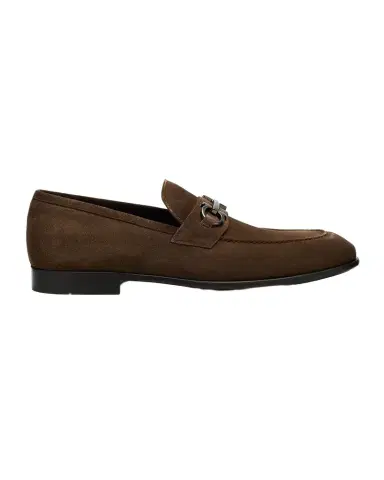 Ferragamo Men's Foster Suede Gancini-Bit Loafers | Thumbnail 1 Ferragamo Men's Foster Suede Gancini-Bit Loafers | Thumbnail 1