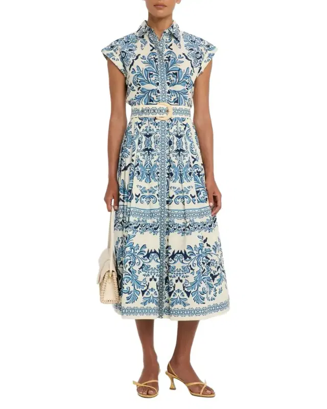 Octavia Floral Cap-Sleeve Dress