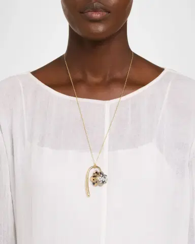 Retrouvaí Large Flora Pendant Necklace with Hand Carved Dendrite and Leopard Jasper | Thumbnail 2 Retrouvaí Large Flora Pendant Necklace with Hand Carved Dendrite and Leopard Jasper | Thumbnail 2