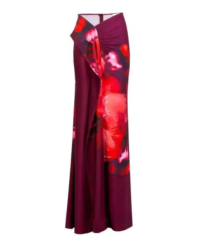 Meissa Watercolor Jersey Drape Maxi Skirt