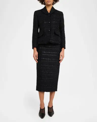 Thom Browne Satin Ribbon Tweed Frayed Hobble Skirt | Thumbnail 2 Thom Browne Satin Ribbon Tweed Frayed Hobble Skirt | Thumbnail 2