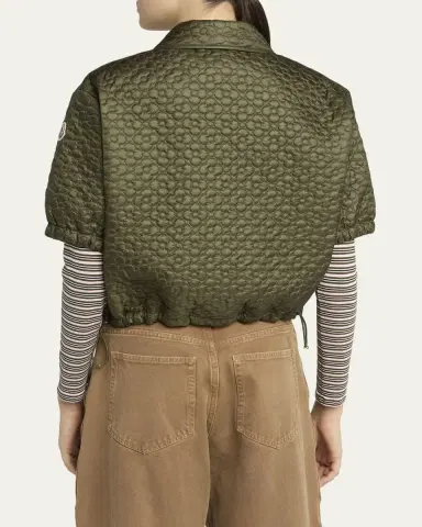 Moncler Floral-Quilted Short-Sleeve Padded Shirt | Thumbnail 3