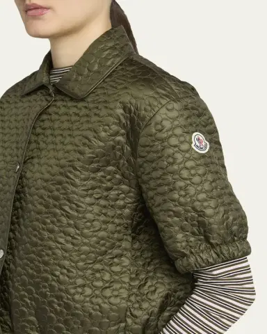 Moncler Floral-Quilted Short-Sleeve Padded Shirt | Thumbnail 5