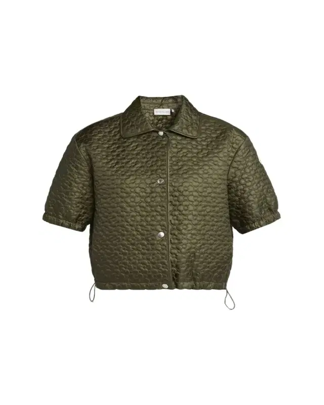 Floral-Quilted Short-Sleeve Padded Shirt Floral-Quilted Short-Sleeve Padded Shirt