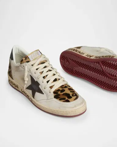 Golden Goose Ball Star Mixed Leather Low-Top Sneakers | Thumbnail 4