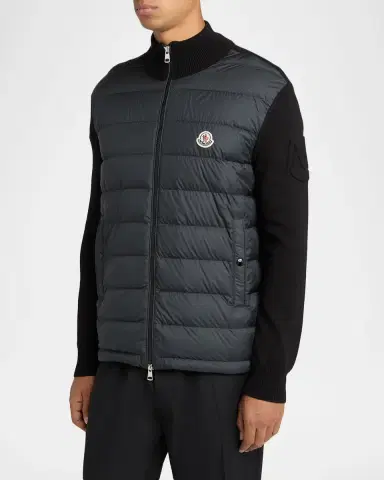 Moncler Men's Quilted Knit Hybrid Full-Zip Cardigan | Thumbnail 3 Moncler Men's Quilted Knit Hybrid Full-Zip Cardigan | Thumbnail 3