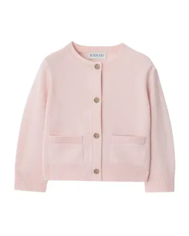 Burberry Girl 's Check Patch Wool Cashmere Cardigan, Size 6M-3 | Thumbnail 1