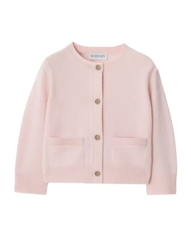 Burberry Girl 's Check Patch Wool Cashmere Cardigan, Size 6M-3