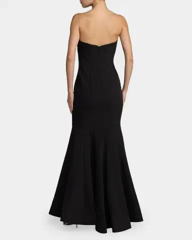 Mac Duggal Ieena Floral-Appliquéd Satin Mermaid Gown | Thumbnail 3