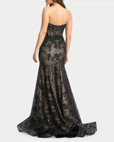 Mac Duggal Strapless Sequin Lace Trumpet Gown | Thumbnail 3 Mac Duggal Strapless Sequin Lace Trumpet Gown | Thumbnail 3