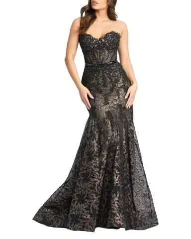 Mac Duggal Strapless Sequin Lace Trumpet Gown | Thumbnail 1 Mac Duggal Strapless Sequin Lace Trumpet Gown | Thumbnail 1