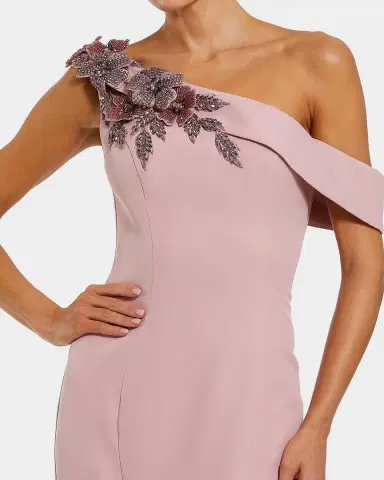Mac Duggal Crepe Floral Beaded Off-Shoulder Mermaid Gown | Thumbnail 3