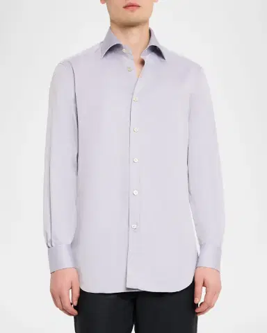 Kiton Men's Solid Button-Front Shirt | Thumbnail 4