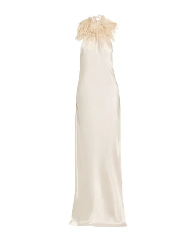 Jazzy Backless Feather-Embellished Halter Gown