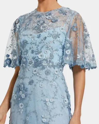 Mac Duggal Embellished Lace Flutter-Sleeve Gown | Thumbnail 2