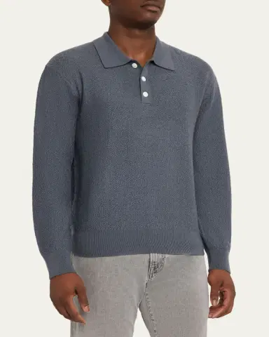 Frame Men's Textured Wool Polo Sweater | Thumbnail 4 Frame Men's Textured Wool Polo Sweater | Thumbnail 4