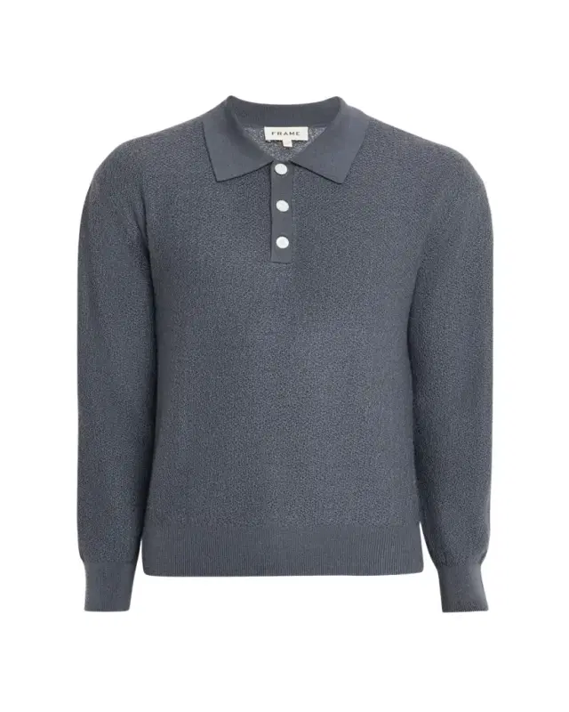 Men's Textured Wool Polo Sweater
