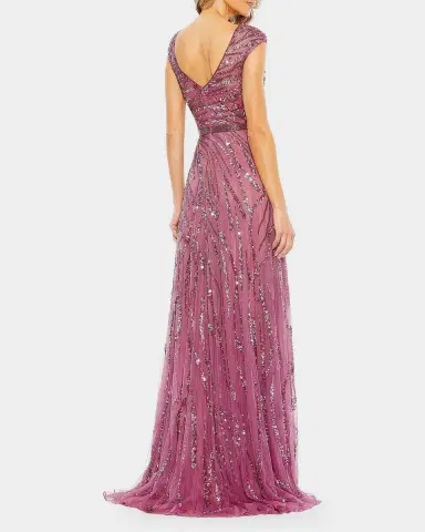 Mac Duggal Illusion Sequin-Embellished A-Line Gown | Thumbnail 2 Mac Duggal Illusion Sequin-Embellished A-Line Gown | Thumbnail 2