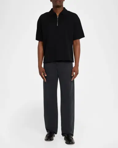 FRAME Men 's Cotton Half-Zip Polo Shirt | Thumbnail 2