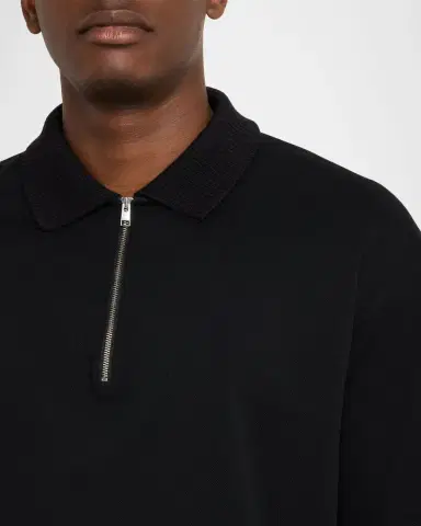 FRAME Men 's Cotton Half-Zip Polo Shirt | Thumbnail 5