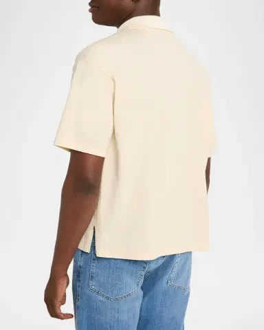 FRAME Men 's Cotton Half-Zip Polo Shirt | Thumbnail 7