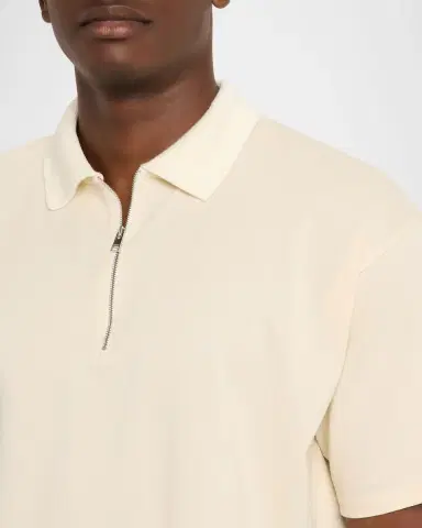 FRAME Men 's Cotton Half-Zip Polo Shirt | Thumbnail 9