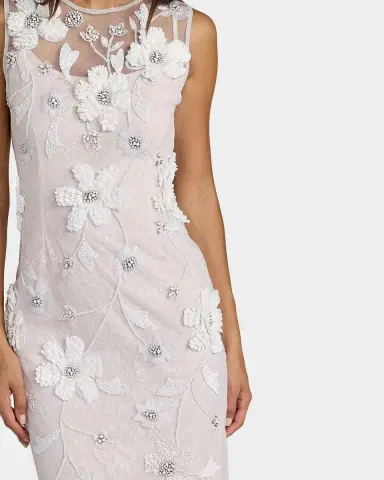 Mac Duggal Embellished Floral Lace Sleeveless Midi Dress | Thumbnail 3 Mac Duggal Embellished Floral Lace Sleeveless Midi Dress | Thumbnail 3